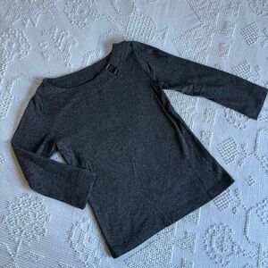 Rafaella women’s size medium gray 3/4‎ sleeve round neck top with collar detail